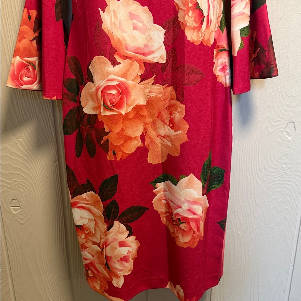 Calvin Klein Fuchsia Floral Midi Dress - Picture 12 of 12